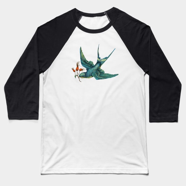 A swallow bird Baseball T-Shirt by Sitenkova